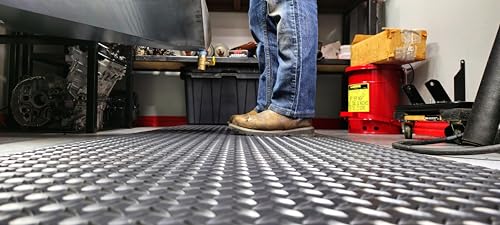 American Classic Diamond Plate Anti-Fatigue Mat – Closed-Cell Polymeric Sponge Base – Industrial Grade, Beveled Safety Edges, 9/16" or 1" Thick – Made in USA (Black, 3'x5'x1) - size: 60"L x 36"W x 1"Th