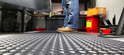 American Classic Diamond Plate Anti-Fatigue Mat – Closed-Cell Polymeric Sponge Base – Industrial Grade, Beveled Safety Edges, 9/16" or 1" Thick – Made in USA (Black, 2'x7'x9/16) - size: 84"L x 24"W x 0.6"Th