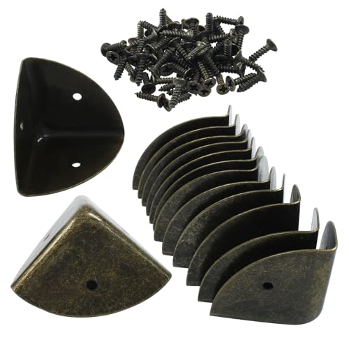 12 Pcs Metal Corner Protectors Antique Bronze Edge Guard Furniture Edge Corner Cover Angle Corner Brackets with Mounting Screws for Box Table Cabinet(1.6"x1.6"x1.6") - size: Antique Bronze,1.6 inch,12pcs