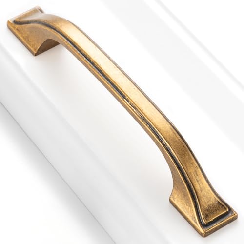 10 Pack Antique Brass Cabinet Pulls 3-3/4 Inch Vintage Brass Cabinet Handles Antique Brass Hardware for Kitchen Cabinets 8222 Drawers Bedroom Dresser Bathroom Vanity Cupboard - color: Antique Brass, size: 3-3/4 Inches, style: 10 Pack Arch Pull