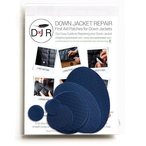 Down Jacket Repair Patches - Self-Adhesive Down Jacket Repair Patches | Waterproof, Tear-Resistant, Pre-Cut Patches | 7-Piece Set for Outdoor Gear, Sleeping Bags & Tent - color: Dark Blue