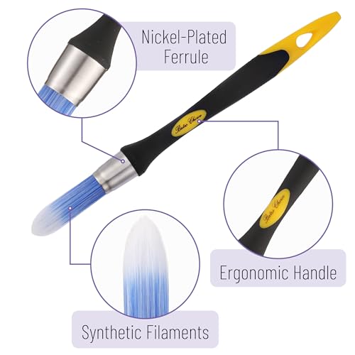 Bates- Trim Paint Brush, 3 pcs, 5/8”, 3/4” and 1”, Ergonomic Handles, Trim Brushes for Painting - color: Yellow-black