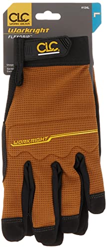 Custom Leathercraft124L Workright Flex Grip Work Gloves, Shrink Resistant, Improved Dexterity, Tough, Stretchable, Excellent Grip , Assorted - size: Large (Pack of 1)