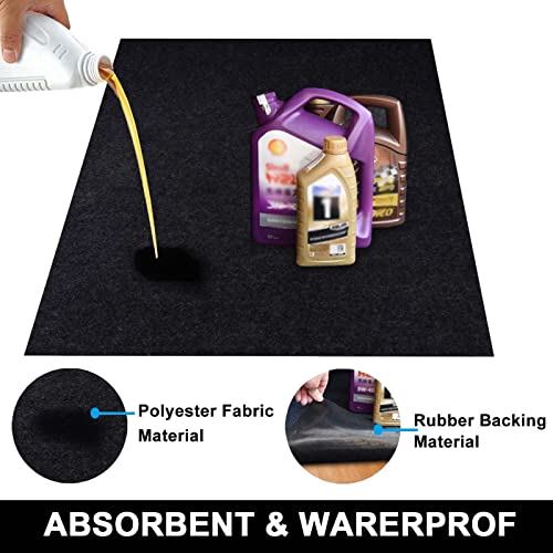 AiBOB Oil Spill Mat, Garage Floor Mat Under Car, 6ft X 8 ft, Waterproof Backing Absorbent Pad Protects Floor, Durable, Reusable, Black - size: 72'' X 96''