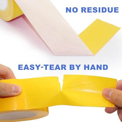 Duct Tape Heavy Duty Yellow, 2 Inches x 32 Yards, Strong, Durable, Easy-Tear by Hand, No Residue, Waterproof for Home Repairs, Fixed Carpet Edge, DIY Projects - color: Yellow