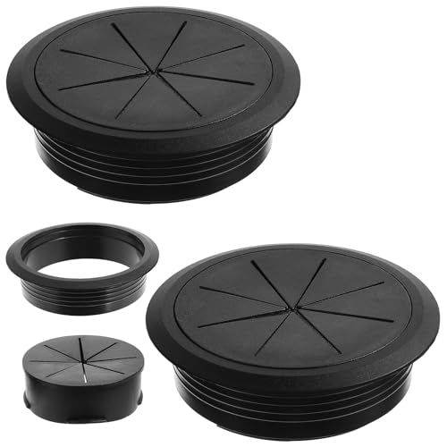 2 Pcs Desk Grommet 3.5" (90 mm) Detachable Flexible Desk Hole Cover for Cables Black ABS Plastic Grommet Hole Cover Cable Management for Office Home Table Through Countertop Wires Cables