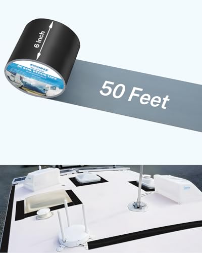 Kohree Butyl Sealant Tape, RV Roof Tape Black, 6 Inch x 50 Foot RV Sealant Waterproof Roofing Tape UV & Weatherproof, for RV Repair, Window, Boat,Truck & Camper - style: 6in*50ft Black