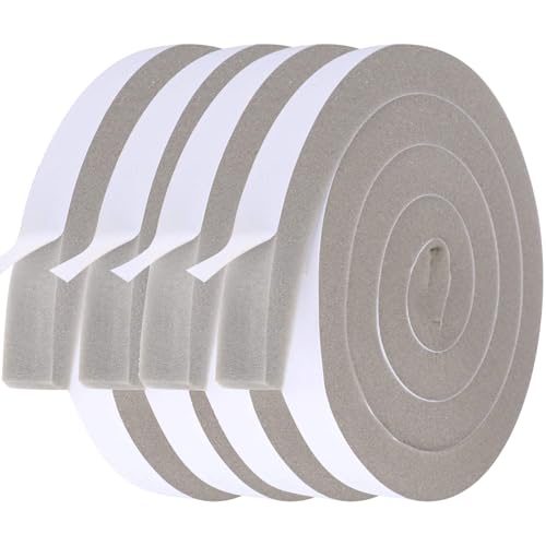 Weather Stripping Door Seal 1 Inch W X 1 Inch T, Open Cell Foam Insulation Air Conditioner Window Seal, Total Length 26 Feet (6.5ft x 4 Rolls) - color: Gray, size: 1" (W) x 1" (T) x 26' (L)