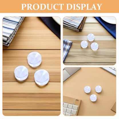 16pcs Double-Sided Suction Cup Glass Table Bumpers, Non-Adhesive Anti-Slip Rubber Furniture Pads with 35mm Diameter for Glass Table Top Protection and Stabilization