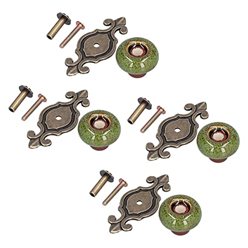 4 Set Zinc Alloy Round Cabinet Knob Drawer Pull Handle Green for Furniture Wardrobe Bathroom Hardware