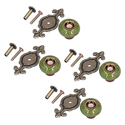 4 Set Zinc Alloy Round Cabinet Knob Drawer Pull Handle Green for Furniture Wardrobe Bathroom Hardware