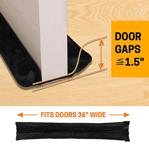 VISEMAN 36 Inch Under Door Stopper-Door Noise Blocker, Double Sided Door Stopper, Machine-Washable - color: Black
