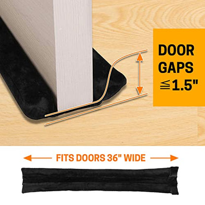 VISEMAN 36 Inch Under Door Stopper-Door Noise Blocker, Double Sided Door Stopper, Machine-Washable - color: Black