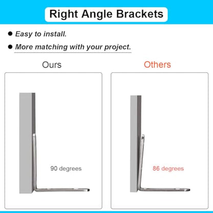 14 Pack L Bracket Corner Braces 2.5 Inch Stainless Steel Heavy Duty Shelf Bracket for Wood Shelves, Wall Hanging Support 90 Degree Joint Right Angle Brackets with Screws - size: Silver 2.5" x 2.5" x 0.8"