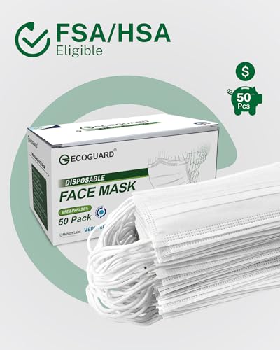 Disposable Face Masks Made in USA, 4 Ply for Families, Students, Breathable All-Day Wear & Safety, FSA HSA Eligible, ASTM Level 3 Medical Grade, 50 Pack, White - color: White, size: 50 Pack, style: Resealable Bag