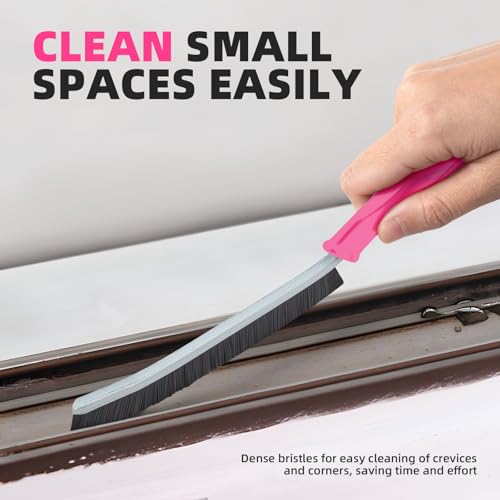 FOOGWEE Hard Bristle Crevice Cleaning Brush - Cleaning Supplies - Grout Cleaning Brushes for Household Use - Crevice Cleaning Tool for Bathroom, Home and Kitchen (3, Rose) - color: Rose
