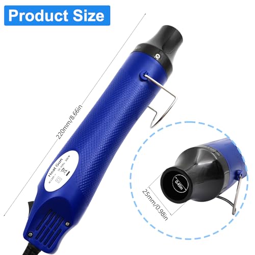 Mini Heat Gun, Portable Hot Air Gun Tool for DIY Crafts Heat Shrink Gun for Epoxy Resin, Embossing, Shrinking Wrapping Drying Paint Removing Stickers (Blue) - color: Blue
