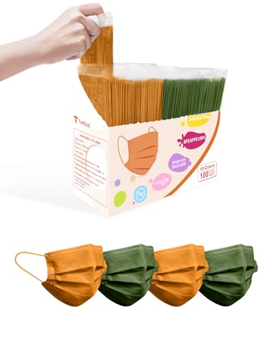 Face Masks Disposable 100 Pack, 4 Ply ASTM Level 3 Medical Grade, Breathable for Adult Outdoor Protection, Individually Wrapped for Home, School & Office, Golden Grove - color: Golden Grove