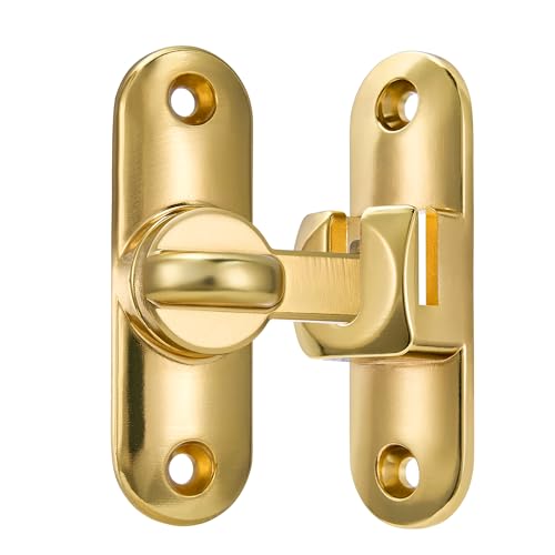 INIRET Gold Barn Door Latches,90/180 Degree Gate Lock,Flip Gate Latches Hardware,Zinc Alloy Right Angle Door Lock Latch,Door Security Sliding Door Latch Lock for Cabinets,Bathroom - color: Gold