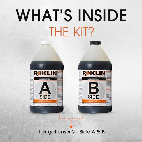 Roklin Systems, Inc. - PolyFlex DS Concrete Crack Filler, Quick-Drying Asphalt Crack Sealer, Floor/Wall Repair Patch Kit Essential, 3 gallons (1 ½ gallons x 2 - Side A & B), Black - color: Black, size: 3 Gallon