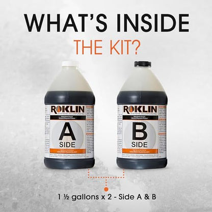 Roklin Systems, Inc. - PolyFlex DS Concrete Crack Filler, Quick-Drying Asphalt Crack Sealer, Floor/Wall Repair Patch Kit Essential, 3 gallons (1 ½ gallons x 2 - Side A & B), Black - color: Black, size: 3 Gallon