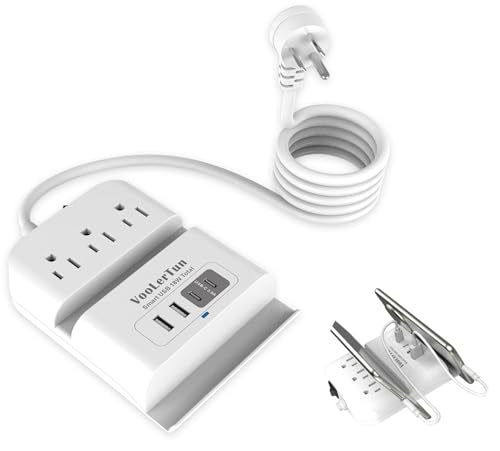 Surge Protector Power Strip Outlet Extender 4 USB Charging Station with Multi Outlet,6FT Flat Plug Extension Cord 3 AC with Overload Protection ETL Certified for Office Home