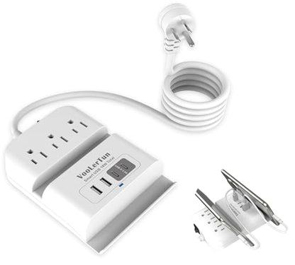 Surge Protector Power Strip Outlet Extender 4 USB Charging Station with Multi Outlet,6FT Flat Plug Extension Cord 3 AC with Overload Protection ETL Certified for Office Home