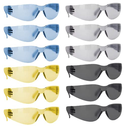 BISON LIFE Clear Safety Glasses – ANSI Z87.1 Scratch & Impact Resistant Wrap Around Eye Protection Goggles for Men & Women - color: 4 Colors