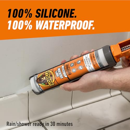 Gorilla 100% Silicone Waterproof Caulk, All‑Purpose Sealant, Mold & Mildew Resistant, Flexible Seal, Clear, 10 oz Cartridge (Pack of 1) - color: Clear, size: 1 Pack