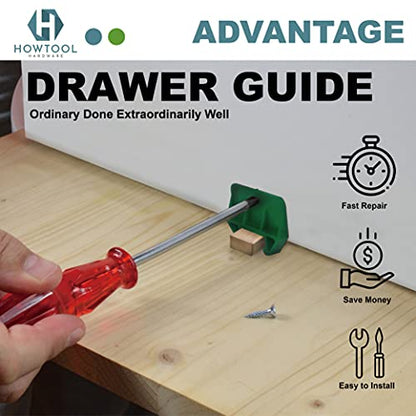 Drawer Track Guides Fixed L-Angle Drawer Glide Set with Screws, 8 Pack White Replacement Drawer Guides for Side-Mount Rails | HOWTOOL
