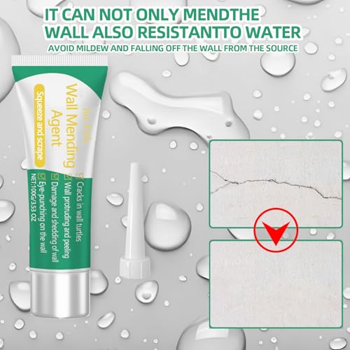 Wall Mending Agent 2 Pack, Drywall Repair Paste, White Wall Filler for Nail Holes Scratches Stains Cracks, Quick Drying No Shrinkage Wall Repair Cream for Home Rental Wall Touch Ups