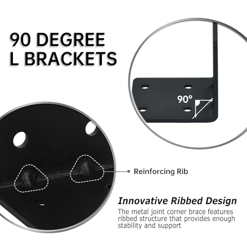 8 Pack L Brackets for Wood Matte Black Strong Corner Brace, Ribbed Corner Brackets for Wood Projects Furniture Fix and Replacement, Easy to Install, 2.5 x 2.75 x 2.75 in - size: 2.5x2.75in 8pcs