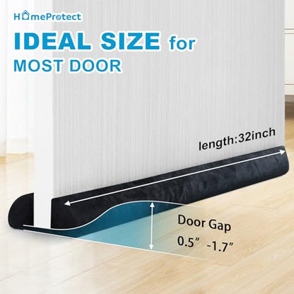 Under Door Draft Stopper for Bottom of Door 32 inch 90° Twin Triangle Door Draft Blocker Large Gap Draft Guard Door Seal Strip Soundproof Sweep Blocks Noise, Light, Dust Home Dorm Room Essential - size: 32"