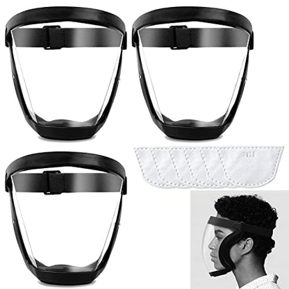 3 Pack Clear Full Safety Face Shield for Adults Women Men(Not Fit Wear Glasses), Adjustable& Reusable Super Protective Face Shields with Super Lightweight, High-Definition, Anti-Fog - size: 3 Pack