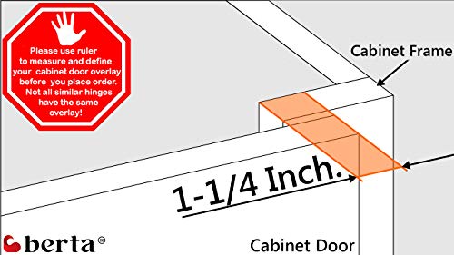 Berta 2-Pack, 1-1/4 inch Overlay Soft Closing Face Frame Cabinet Hinges, 105 Degree 6-Ways 3-Cam Adjustment Concealed Kitchen Cabinet Door Hinges with Screws (1-1/4 inch, 2 Pieces) - size: 1-1/4 In. Overlay | 2 Pieces