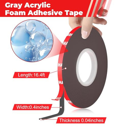Double-Sided Tape Heavy Duty, Foam Mounting Sticky Tape (1 Roll, 0.4 In x 16.4 FT), Two Sided Strong Adhesive Gel Tape for Wall, Narrow Tape Strips for Home Office Decor, DIY Craft, LED Strip Light