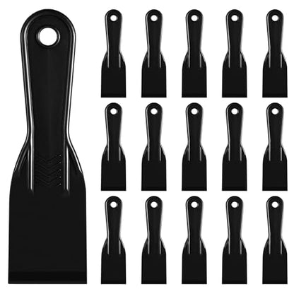 16 Pcs Plastic Putty Knife 2" Black Flexible Putty Knife Scraper Plastic Knives Putty Knife Set for Spackling,Repairing Walls, Removing Wallpaper,Pasting Plaster, Applying Mud