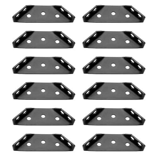 HOWDIA Angle Corner Bracket for Wood, Heavy Duty Shelf Metal Brackets Triangle Right Angled Corner Brace Universal Furniture Corner Connector Furniture Fastener Joint, Black(12 Pcs) - size: 67mm
