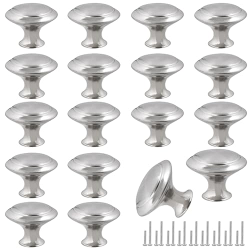 Romeda 30mm Silver Cabinet Knobs - 18 Pieces Drawer Pulls for Dressers, Kitchen, Cabinets With Screw - color: 18 Pack | Round-type Silver