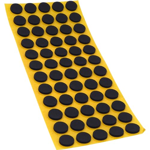 Adsamm® / 60 x self-Adhesive Anti-Slip Pads/Black/Ø 0.55 in (Ø 14 mm) / Round/Stick-on Non-Slip EPDM Rubber Pads/Furniture Protective Pads