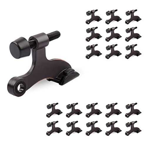 HOMOTEK 20 Pack Hinge Pin Door Stopper, Hinge Stops for Top of Door, Adjustable Deluxe Heavy Duty Door Stop 2-1/2x1-3/4 inch, with Black Rubber Bumper Tips, Oil Rubbed Bronze - color: Oil Rubbed Bronze, size: 20 Pack