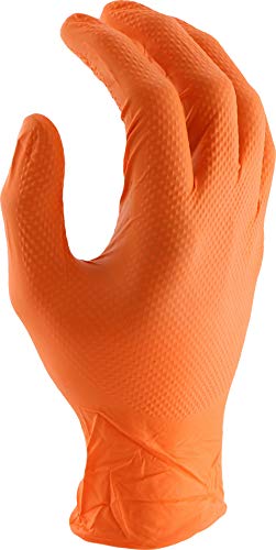 West Chester PosiGrip 2940 7 MIL Industrial Grade Nitrile Gloves – [Pack of 100] Orange, Small, Powder-Free Gloves with Diamond Embossed Textured Palm - size: Small