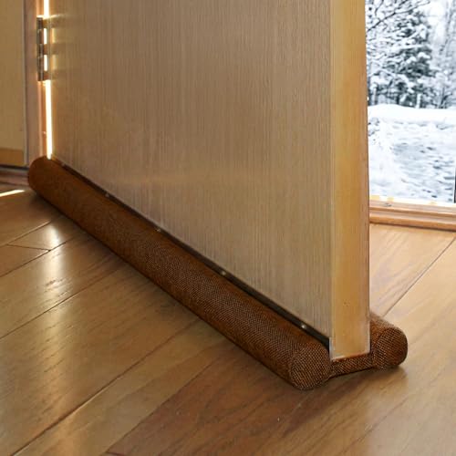 Evelots Door Draft Stopper, Covers Door Gaps up to 2 Inches, Door Noise Blocker, Window Breeze Blocker, Adjustable Door Sweeps, 36 Inches Long, Can be Cut to Size, Brown