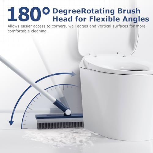 IVYROLL Grout Brush with Long Handle, Grout Cleaner Brush for Tile Floors, Stiff Bristles for Crevice, Tile Line, Shower, Kitchen, Bathroom - color: Blue