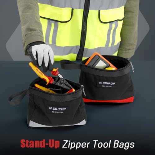 6 Pack Zipper Tool Pouch, 1680D Tools Bag Storage Kit with 4 Zipper Bags and 2 Stand-up Tool Bags, Multipurpose Tools Utility Pouches Storage Organizer - style: 2 Stand-up Zipper Bags+4 Zipper Bags