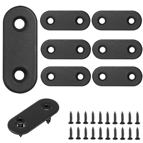 40 x 16 x 2mm Flat Bracket, Masendelk Stainless Steel Straight Brace, Metal Straight Corner Brace, Black Straight Bracket, Flat Fixing Mending Joining Plate with Screws (1.57 x 0.63 Inch, 32 Pcs) - color: Black, size: 40 X 16 X 2mm