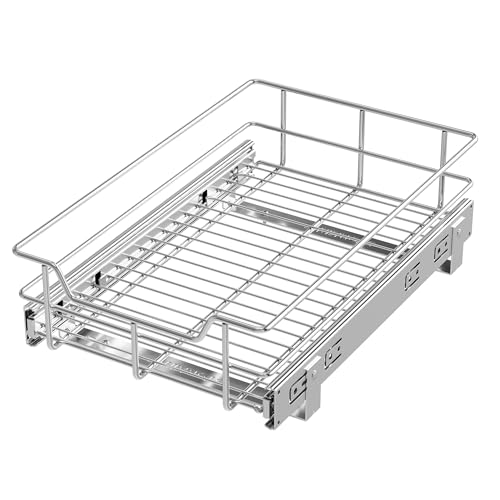 Pull Out Cabinet Organizer 11" W X 17" D, Slide Out Drawers For Kitchen Organizers and Storage, Pull Out Drawers For Cabinets Capacity Heavy Duty Caddy, Cabinet Shelves Chrome-Plated, Bathroom Pantry - color: 1 Tier - Chrome-Plated, size: 11" W X 17" D