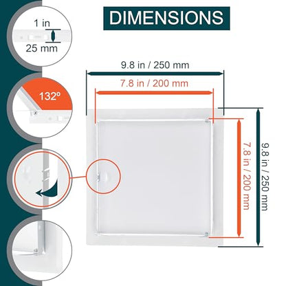 8" x 8" White Metal Access Panel, Service Shaft Door, Plumbing, Electricity Heating Alarm Wall for Drywall, Bathroom Services Hole Cover, Wall Covering - size: 8x8 Inch