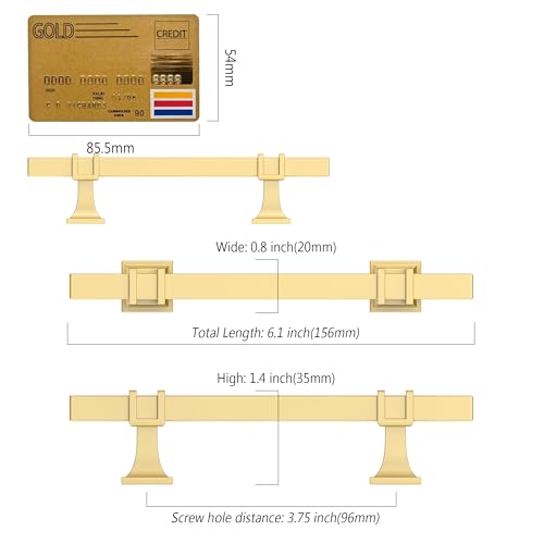 Amerdeco 10 Pack Brushed Gold Cabinet Pulls 3.75 Inch(96mm) Hole Center Drawer Pulls Cabinet Hardware Kitchen Cabinet Handles for Bathroom Dresser Pulls ZH0067 - color: Brushed Gold, size: 3.75"/96MM Hole Center