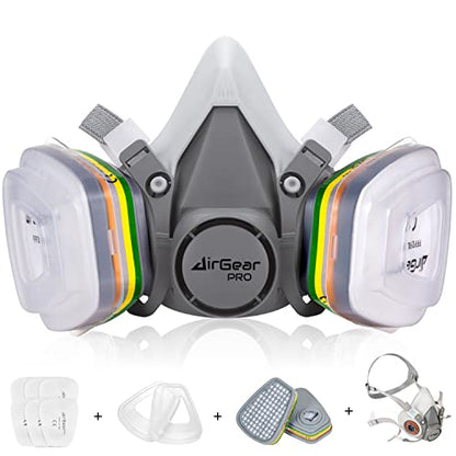 AirGearPro M-500 ABEK1-P2 Reusable Respirator Mask | Anti-Dust Gas mask Ideal for Spray Painting, Sanding, Building work, Chemical, DIY and more. - style: Multi-gas Respirator